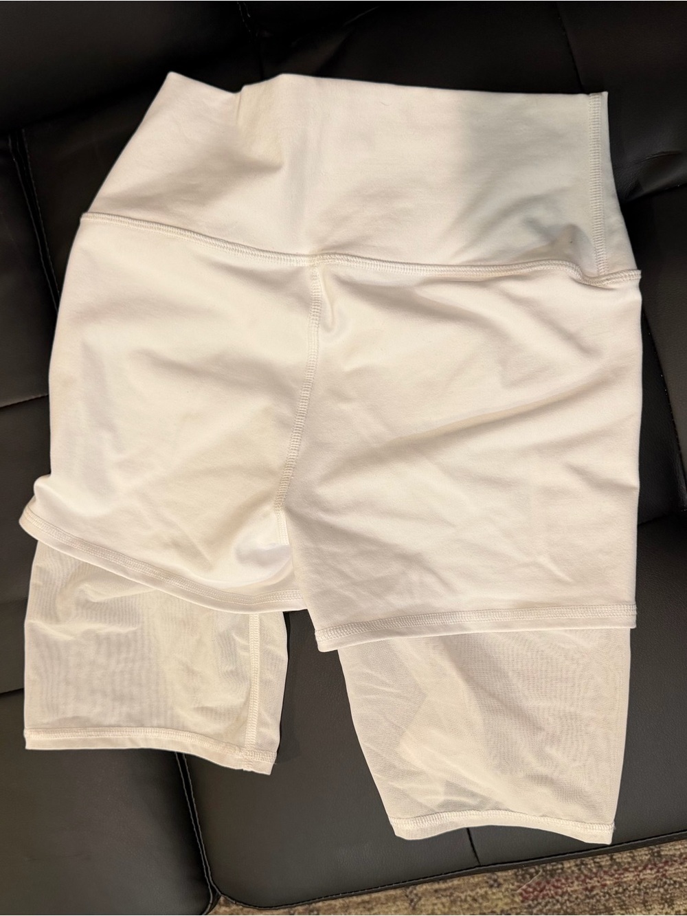 ALO Yoga White High-Rise Layered Bike/Running Shorts - Picture 5 of 5